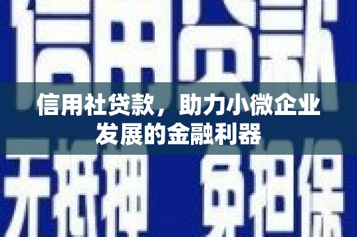 鹰手营子矿区信用社贷款，助力小微企业发展的金融利器